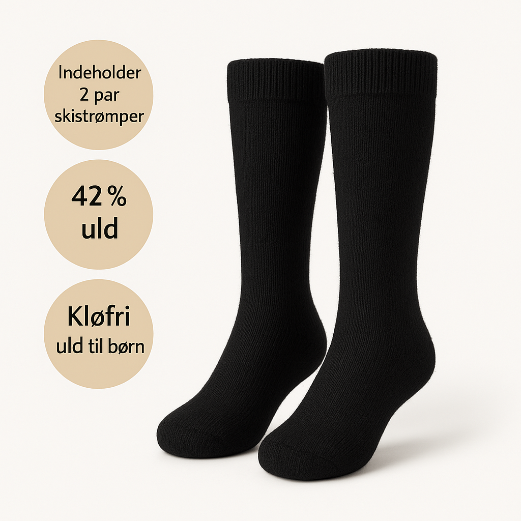 BØRNE ULD SKISTRØMPER (2 PAR)