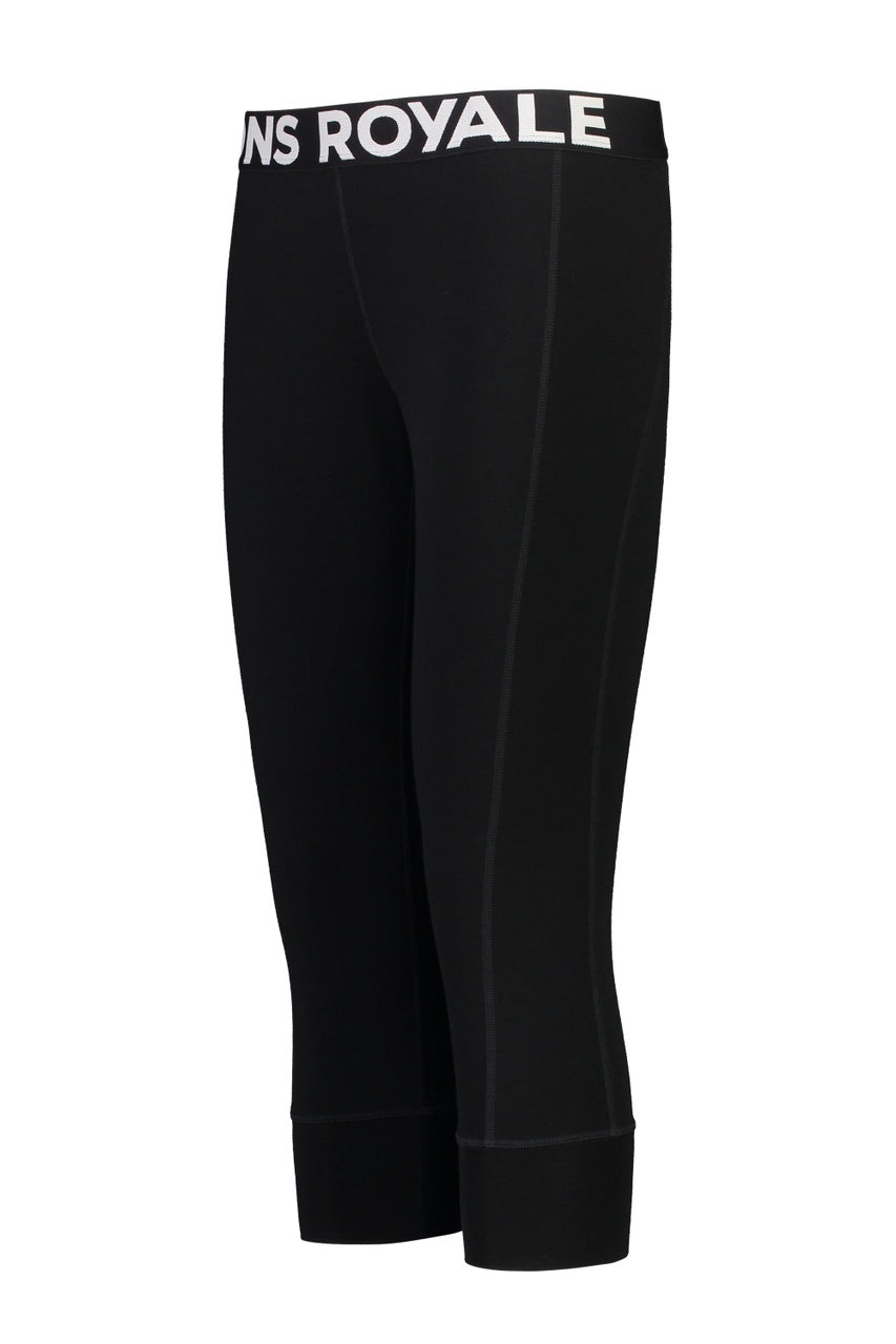 Cascade Merino Flex 200 3/4 Legging (Black) - Skiunderbukser i meget varm merinould fra Mons Royale - til damer/kvinder/piger -  hos snowdays.dk